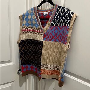 Colorful V-Neck Patchwork Sweater Vest